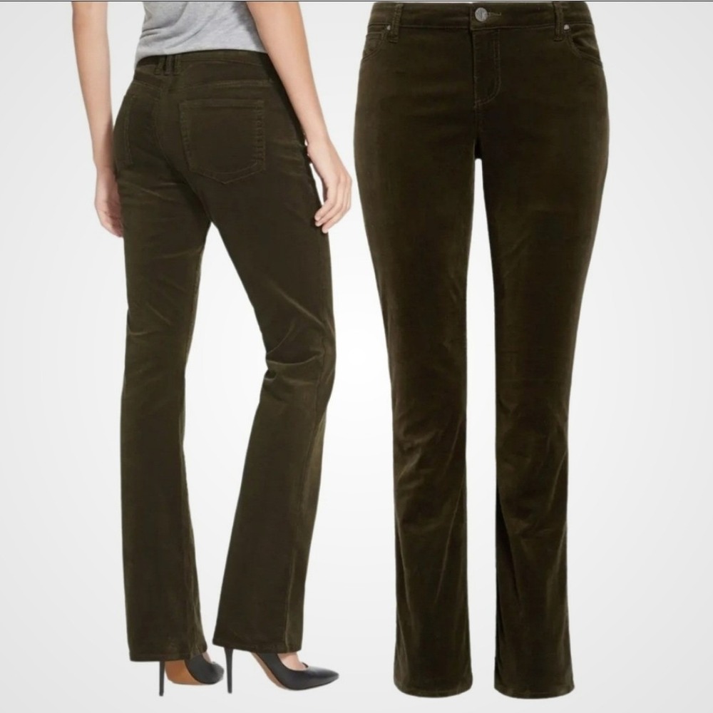 Kut from the Kloth Farrah Baby Bootcut Pants Womens Corduroy Espresso Brown 10
